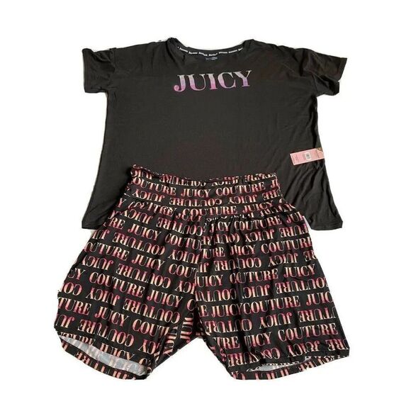 JUICY COUTURE Sz 2X Shorts Top Set Sleepwear Plus - Picture 1 of 12